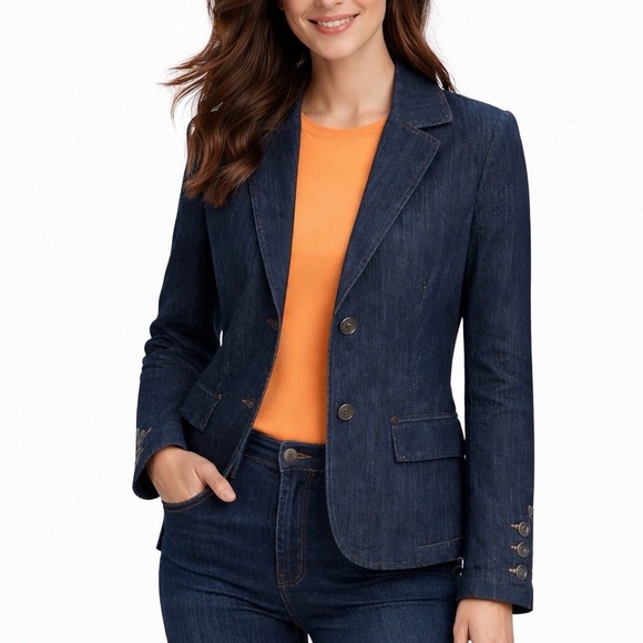 OVS Casual Jackets & Blazers - OVS Navy Indigo Denim Blazer Jacket